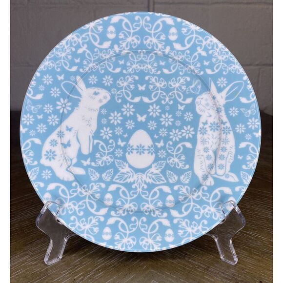 Sur la Table Easter Collection Blue‎ Bunny Rabbit Salad Bread Plate Decor Egg - Picture 1 of 6